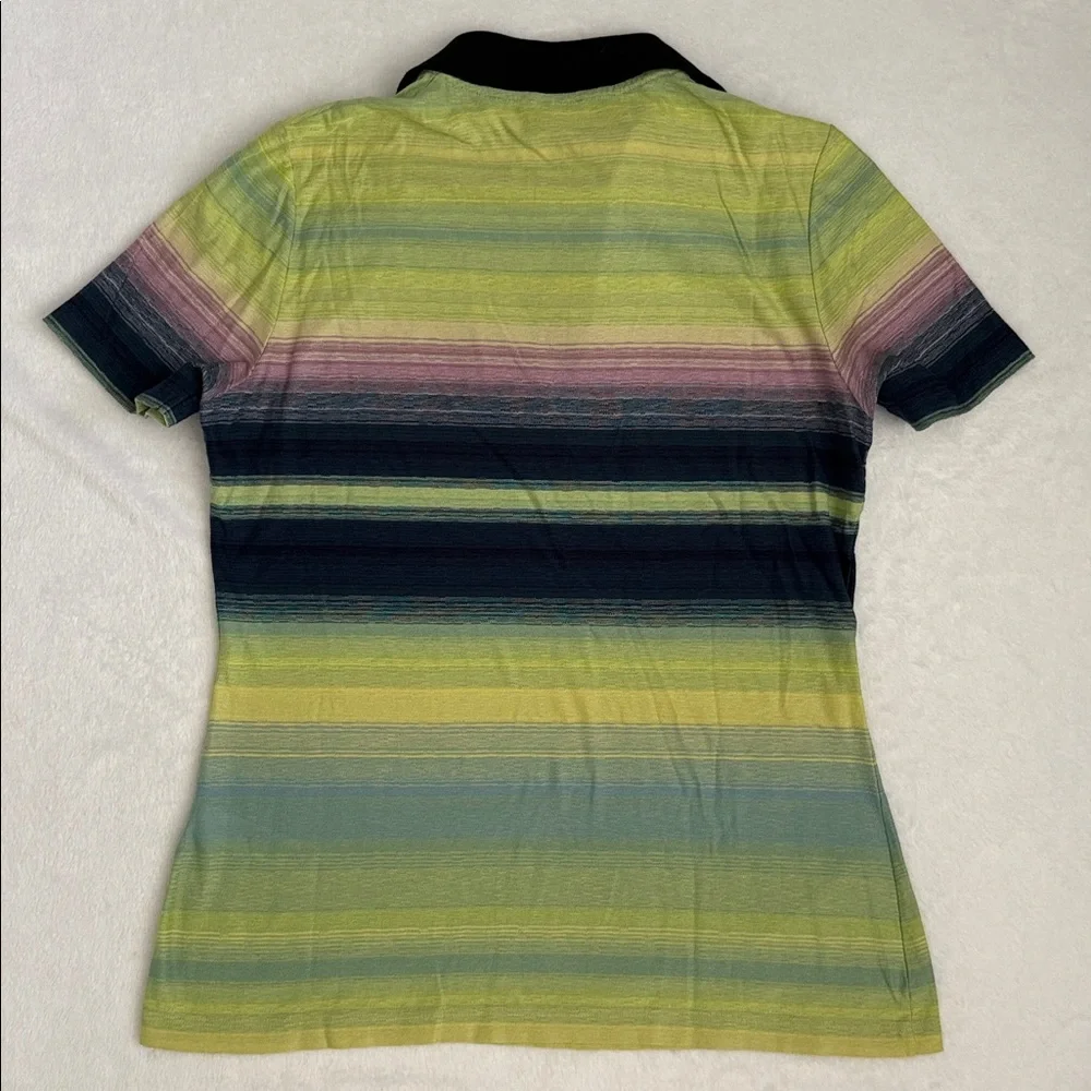 Paul Smith | V-Neck Contrast Collar Striped Cotton T-Shirt Made in Italy (M) - Picture 10 of 15